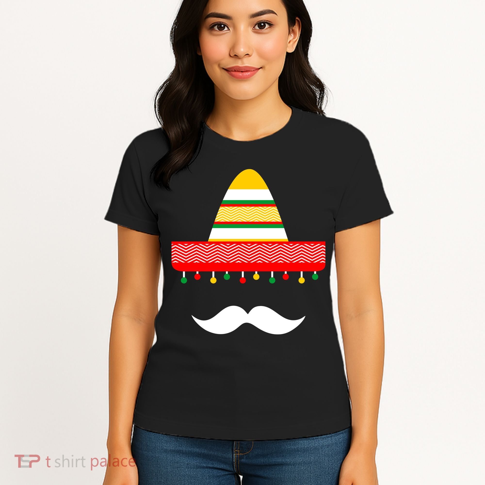 Funny Cinco De Mayo Mexican Hat Sombrero Mustache Women's T-Shirt