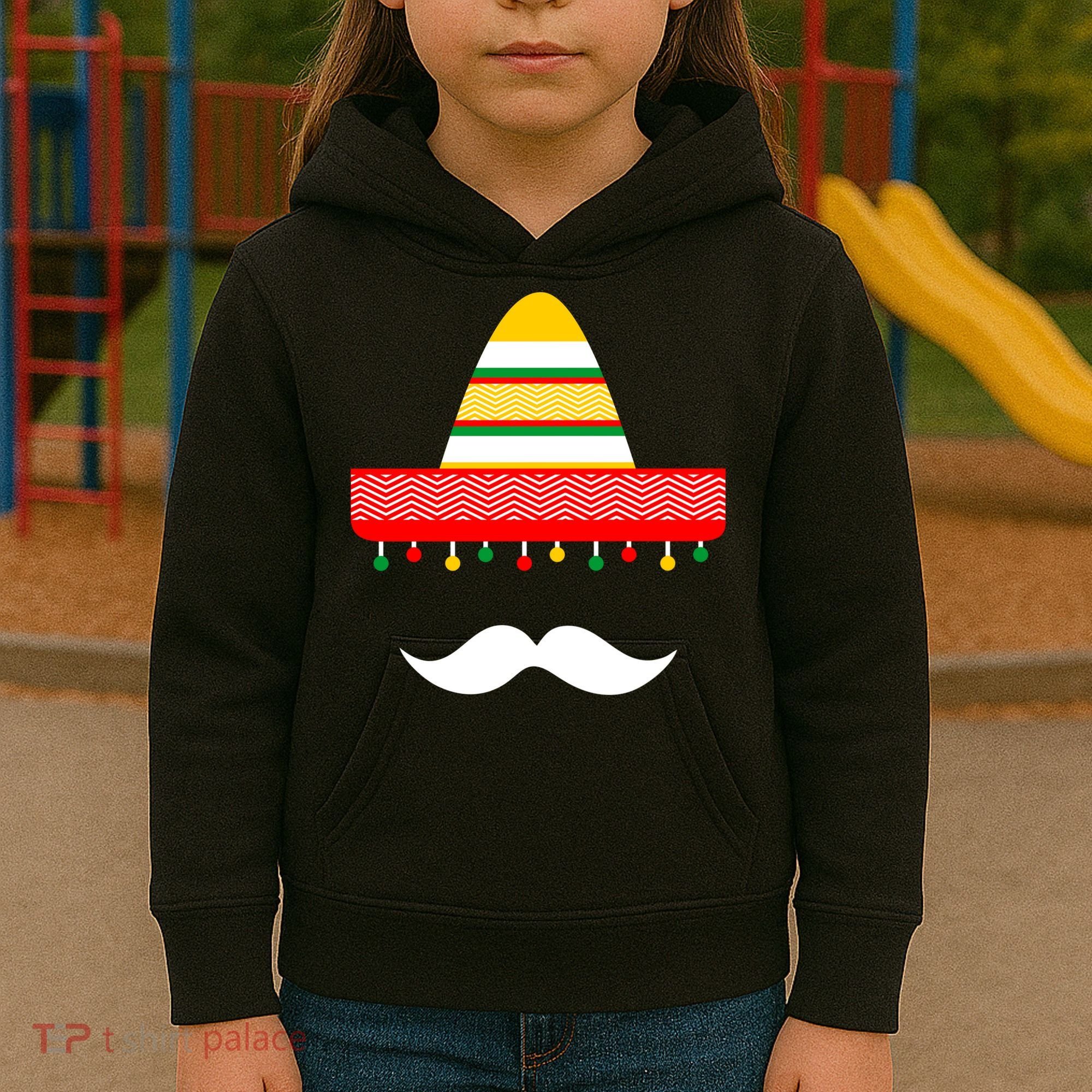 Funny Cinco De Mayo Mexican Hat Sombrero Mustache Kids Hoodie