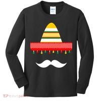 Funny Cinco De Mayo Mexican Hat Sombrero Mustache Kids Long Sleeve Shirt thumb 0