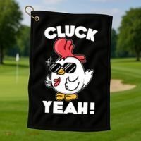 Funny Cluck Yeah! Cool Chicken Golf Towel thumb 1