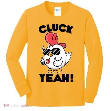 Funny Cluck Yeah! Cool Chicken Kids Long Sleeve Shirt