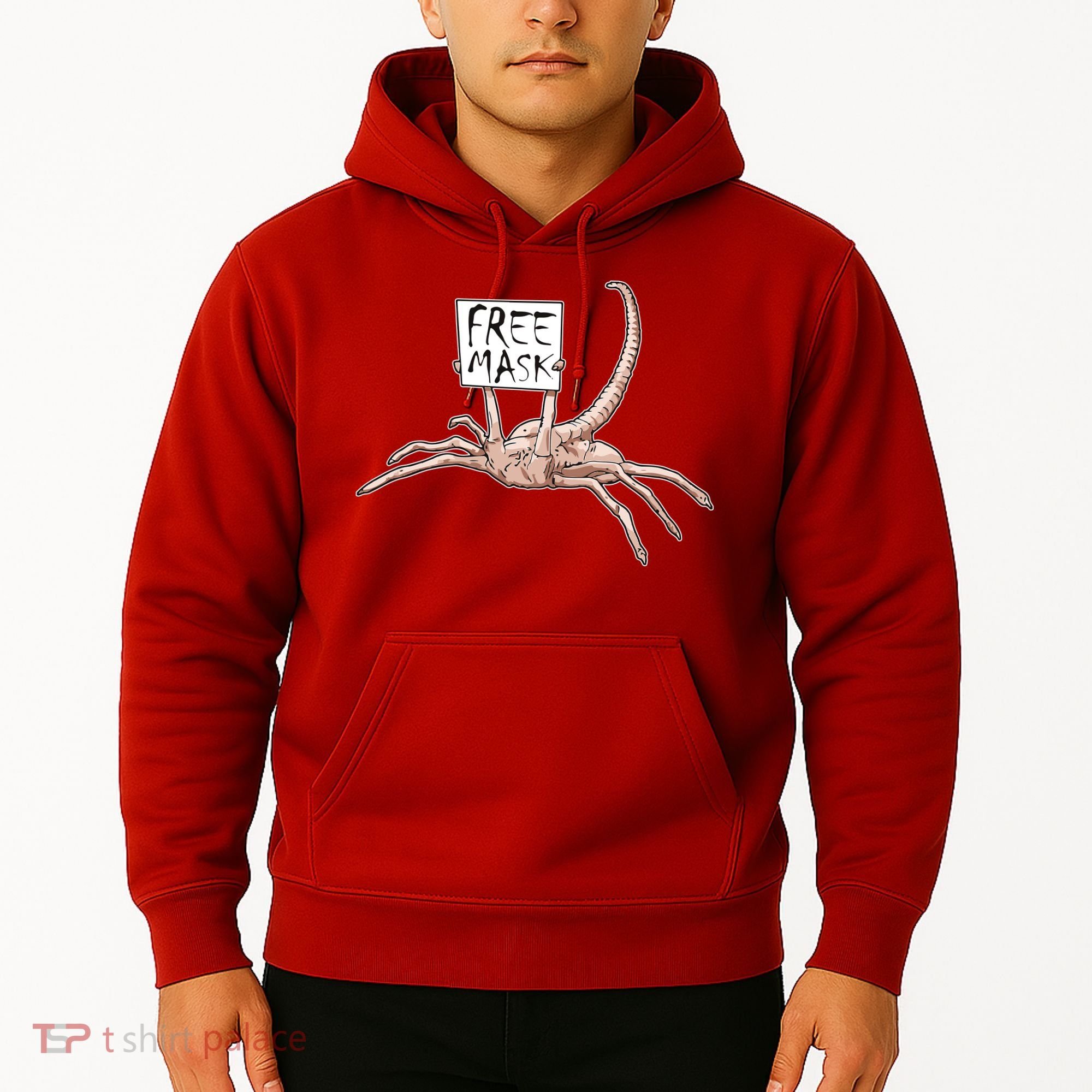 Funny Creepy Free Mask Alien Face Hugger Hoodie