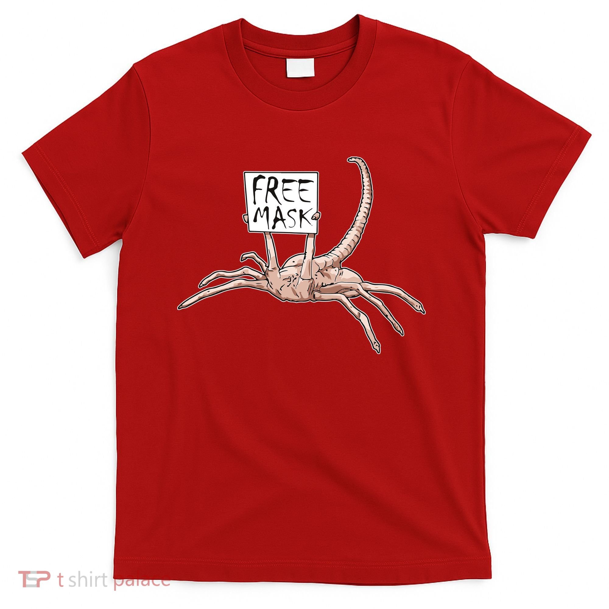 Funny Creepy Free Mask Alien Face Hugger T-Shirt