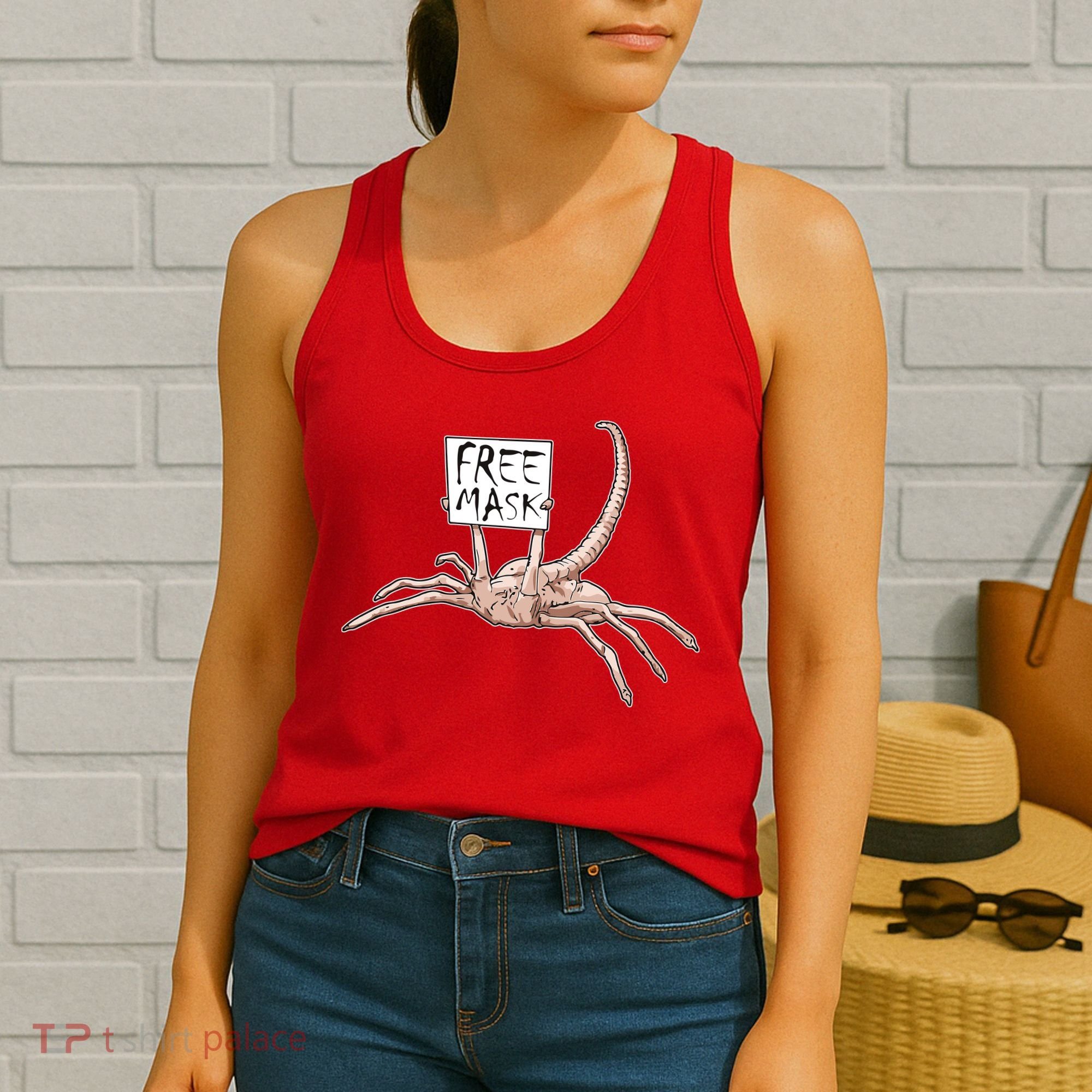 Funny Creepy Free Mask Alien Face Hugger Women's Tank Top