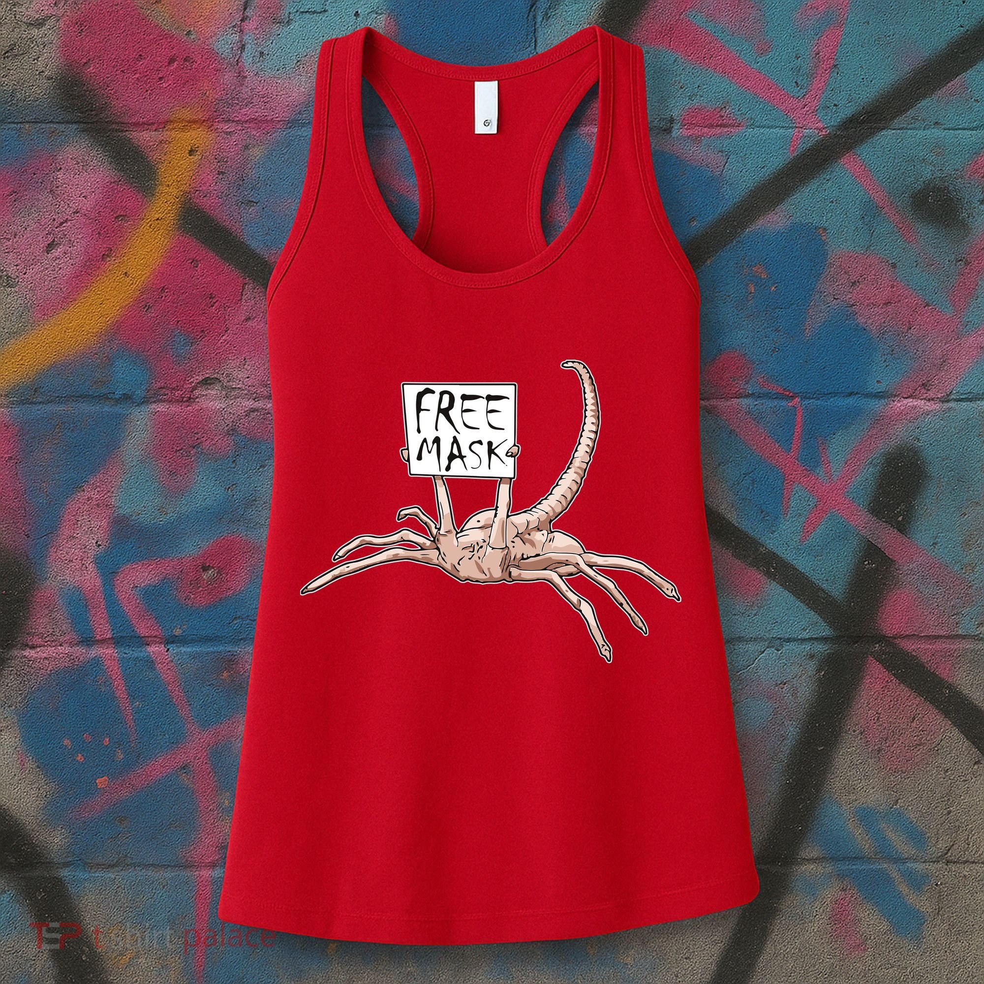 Funny Creepy Free Mask Alien Face Hugger Women's Tank Top