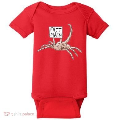 Funny Creepy Free Mask Alien Face Hugger Baby Bodysuit