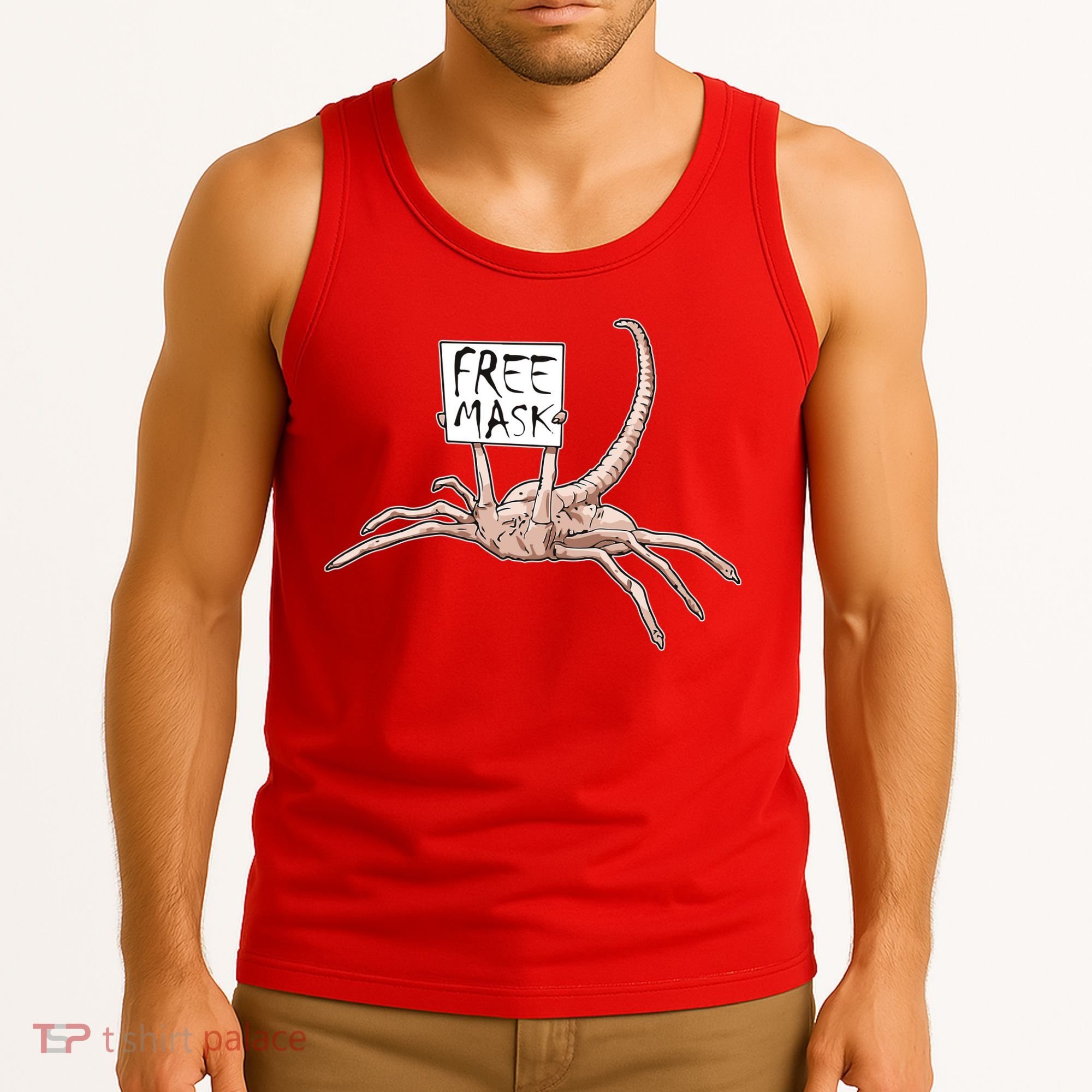 Funny Creepy Free Mask Alien Face Hugger Tank Top