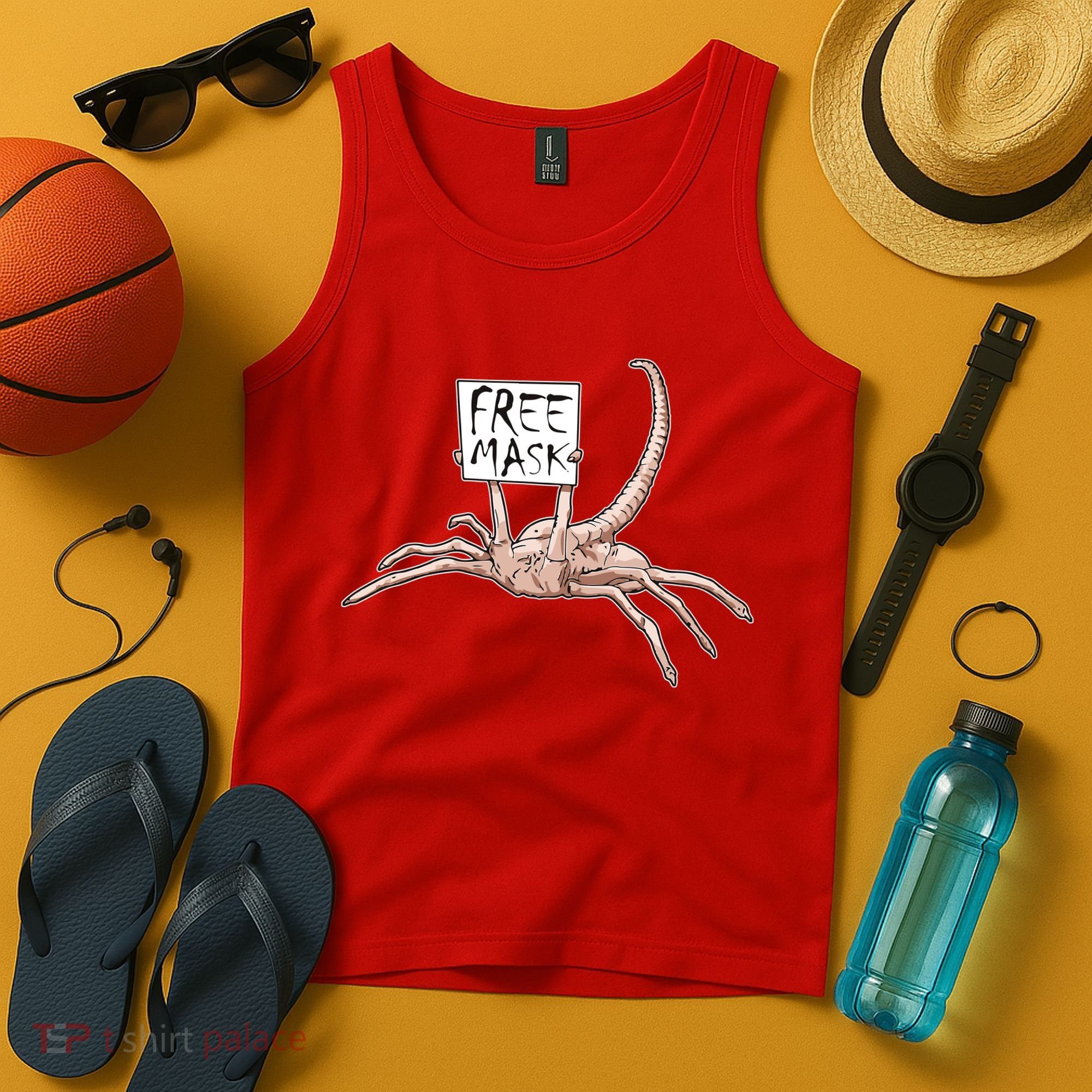 Funny Creepy Free Mask Alien Face Hugger Tank Top