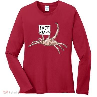 Funny Creepy Free Mask Alien Face Hugger Women's Long Sleeve Shirt