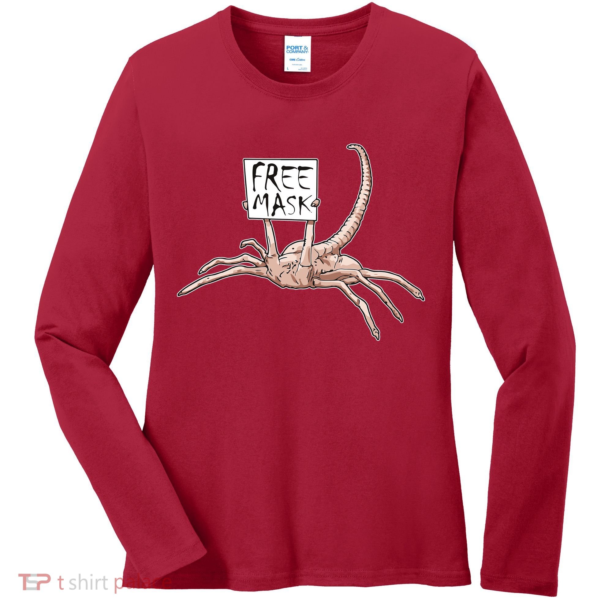 Funny Creepy Free Mask Alien Face Hugger Women's Long Sleeve Shirt