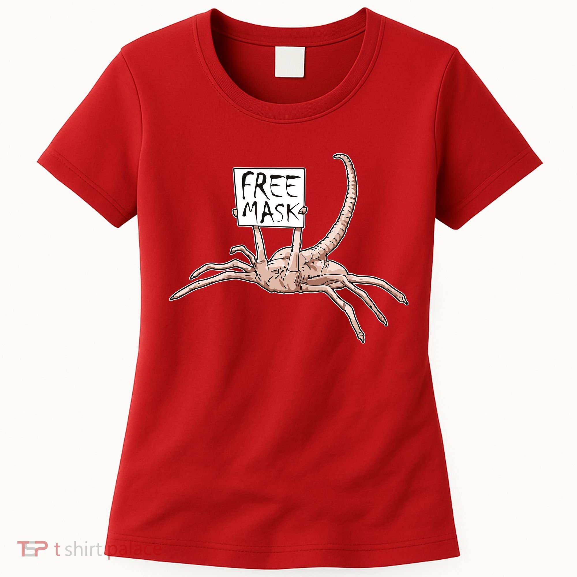 Funny Creepy Free Mask Alien Face Hugger Women's T-Shirt