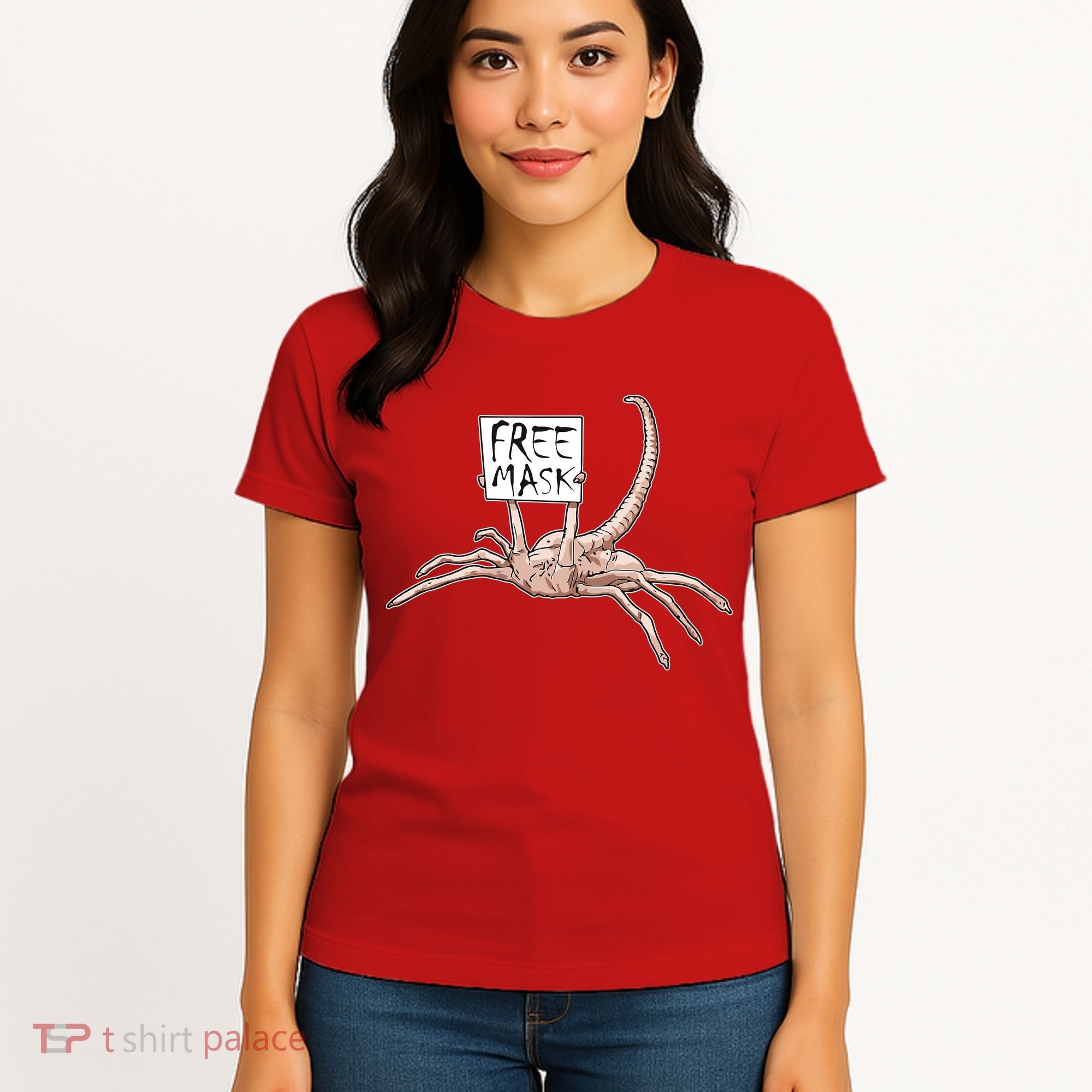 Funny Creepy Free Mask Alien Face Hugger Women's T-Shirt