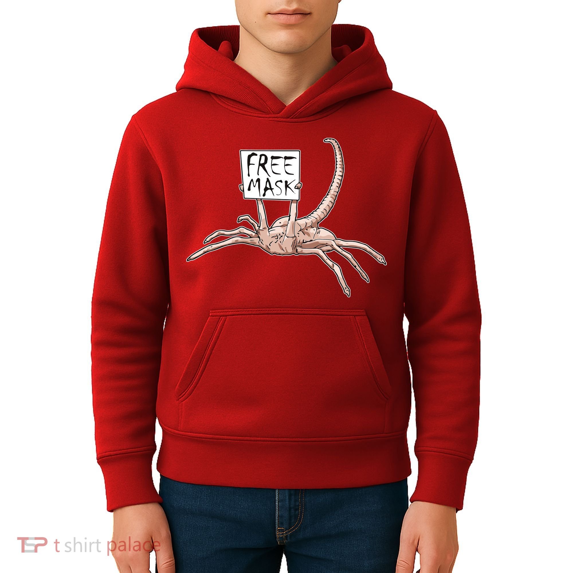 Funny Creepy Free Mask Alien Face Hugger Kids Hoodie