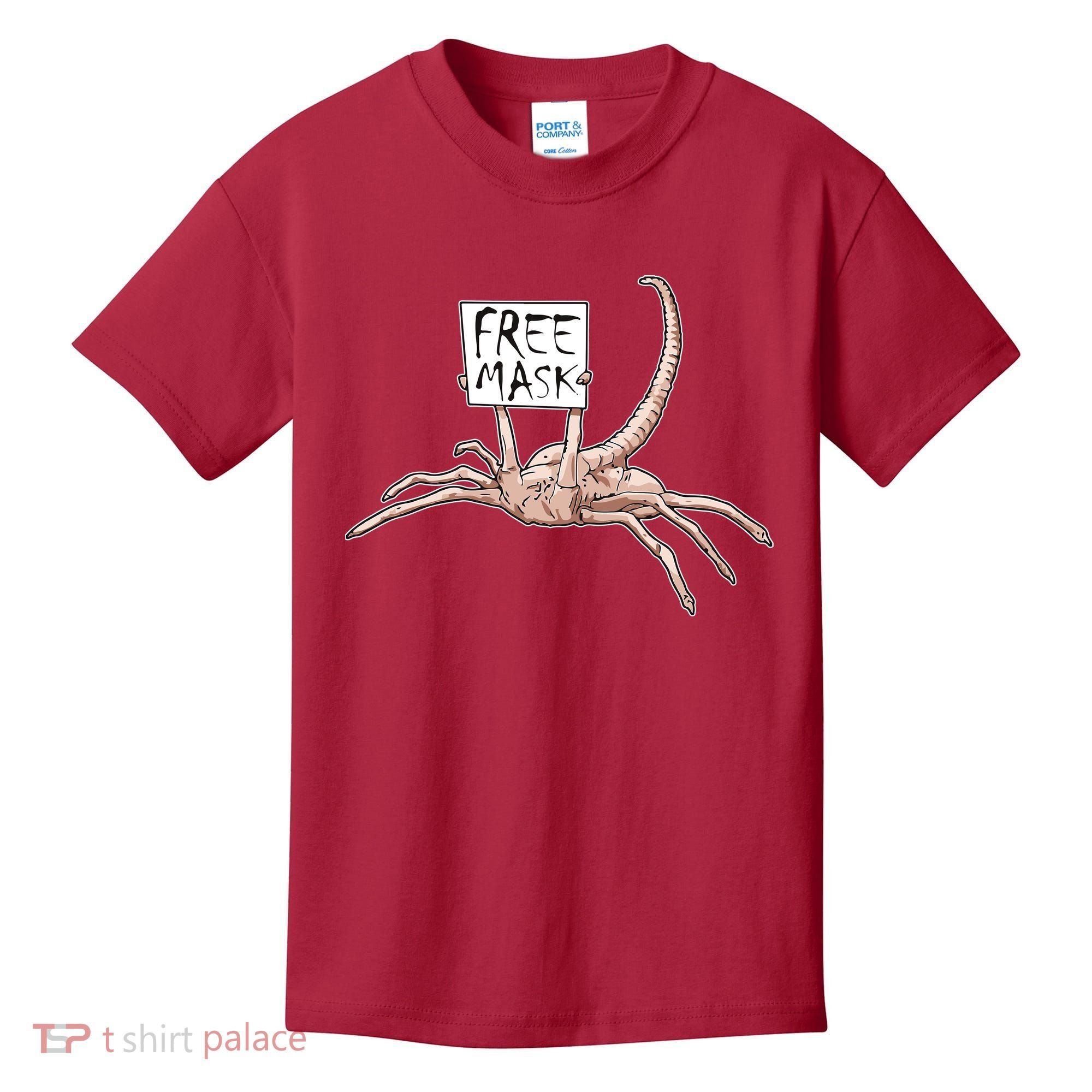 Funny Creepy Free Mask Alien Face Hugger Kids T-Shirt