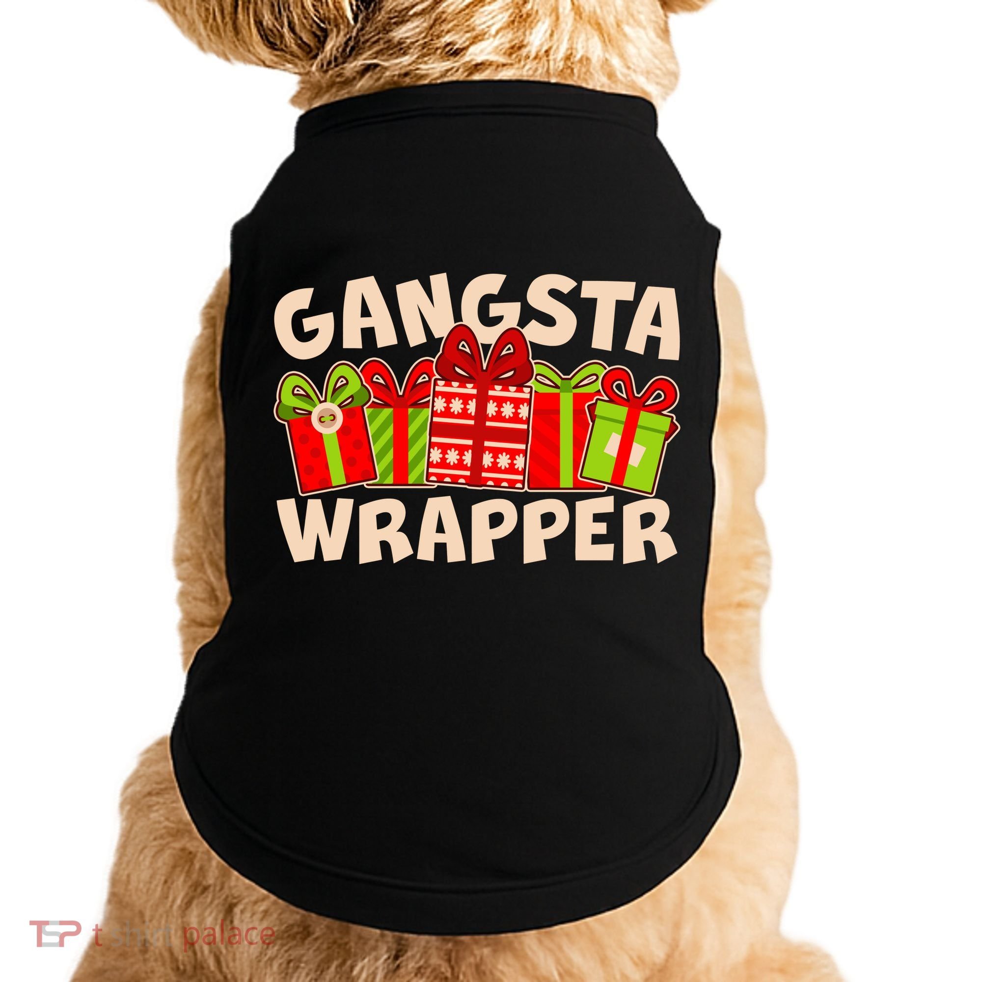 Funny Cute Christmas Gangsta Wrapper Doggie Tank