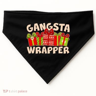 Funny Cute Christmas Gangsta Wrapper USA-Made Doggie Bandana