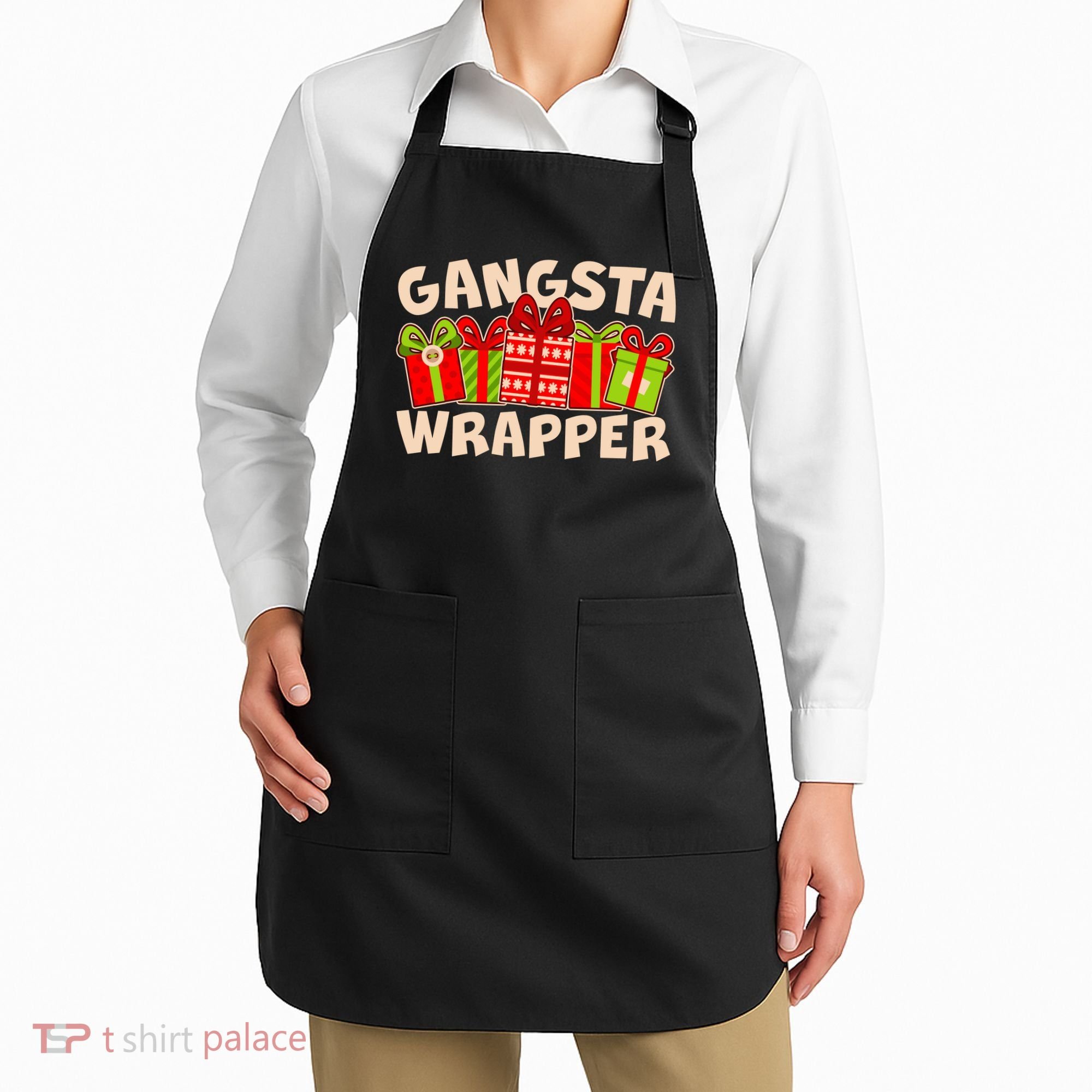 Funny Cute Christmas Gangsta Wrapper Apron
