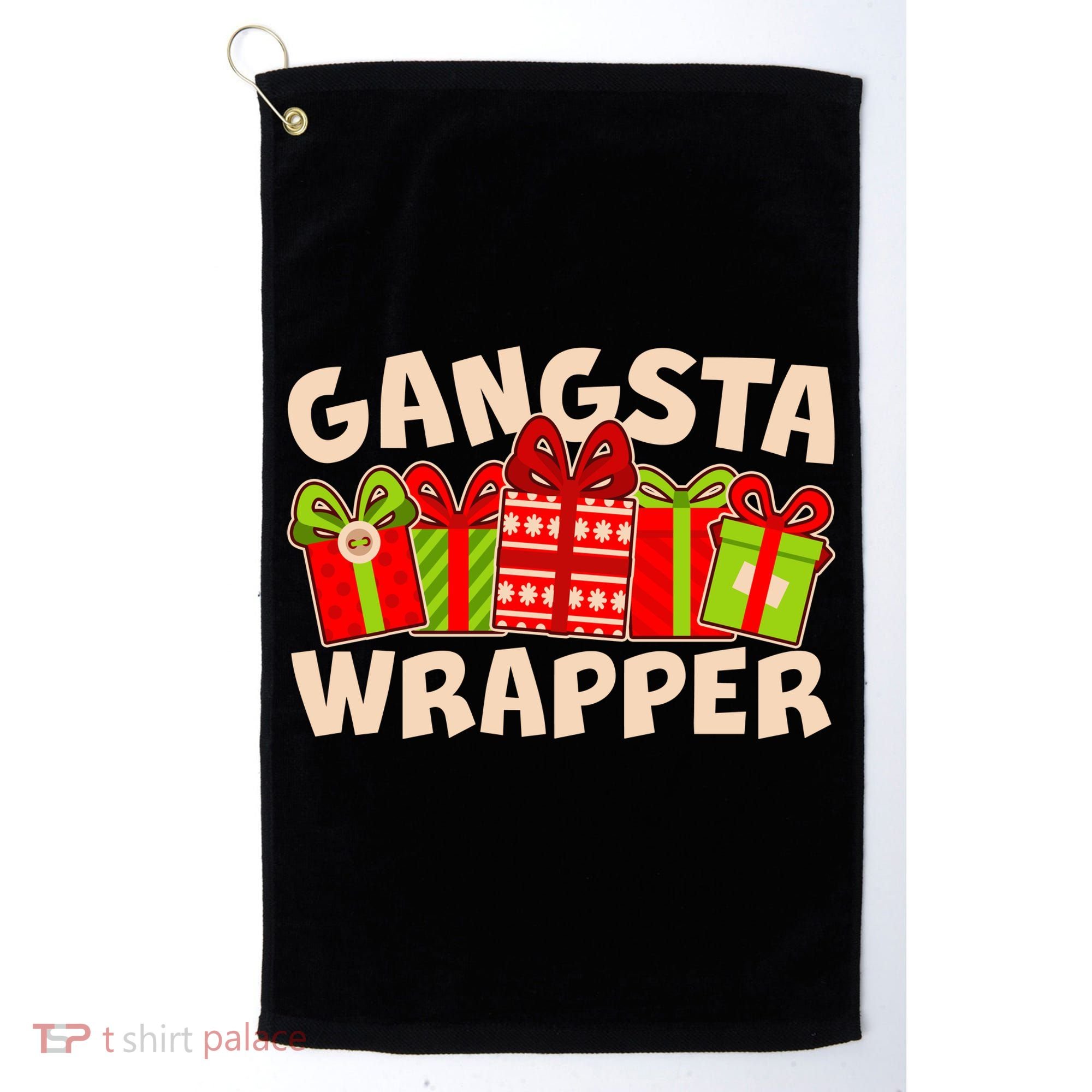 Funny Cute Christmas Gangsta Wrapper Golf Towel