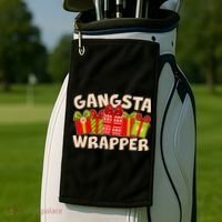 Funny Cute Christmas Gangsta Wrapper Golf Towel thumb 2