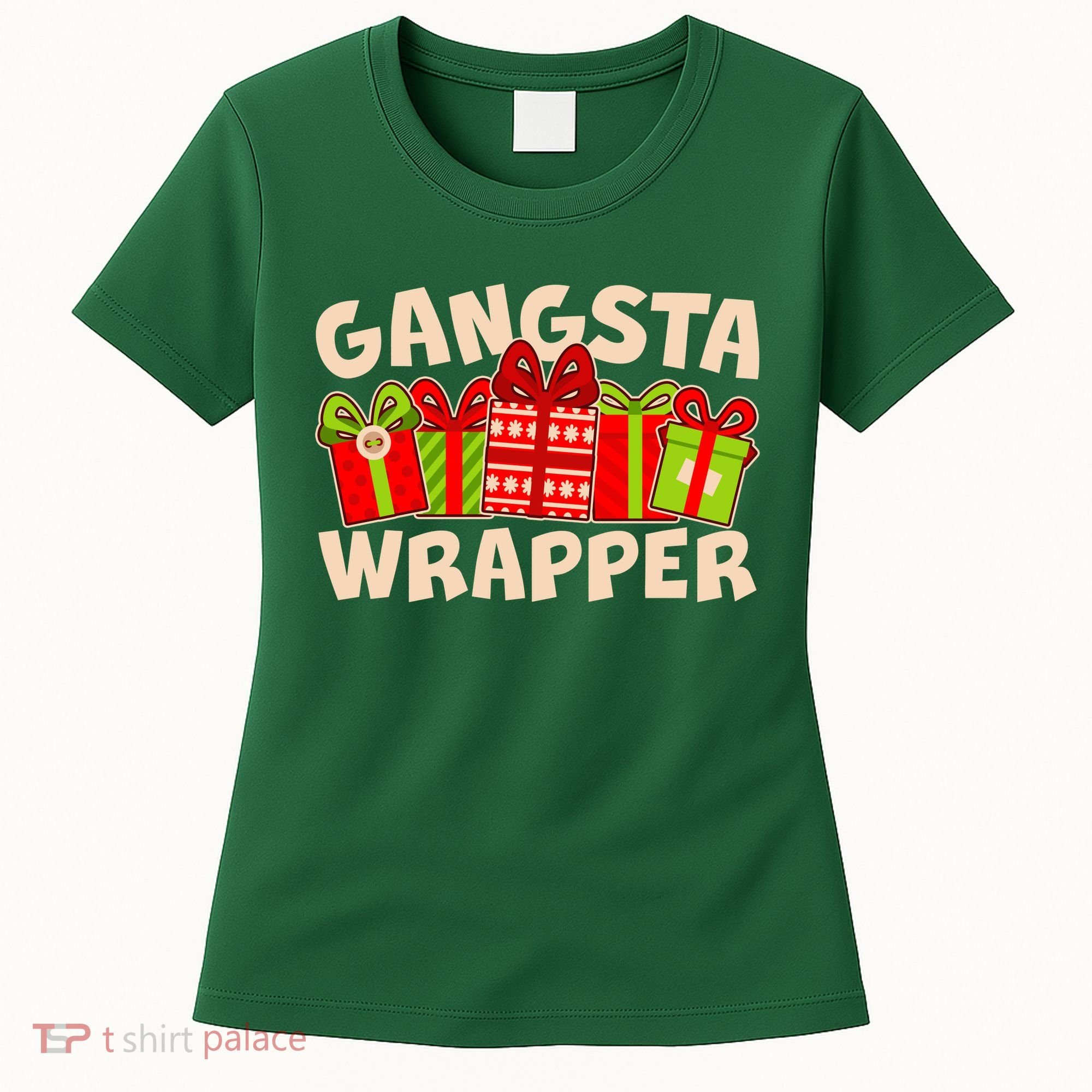 Funny Cute Christmas Gangsta Wrapper Women's T-Shirt