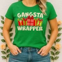 Funny Cute Christmas Gangsta Wrapper Women's T-Shirt thumb 2