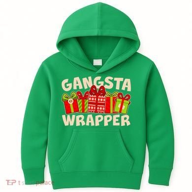 Funny Cute Christmas Gangsta Wrapper Kids Hoodie