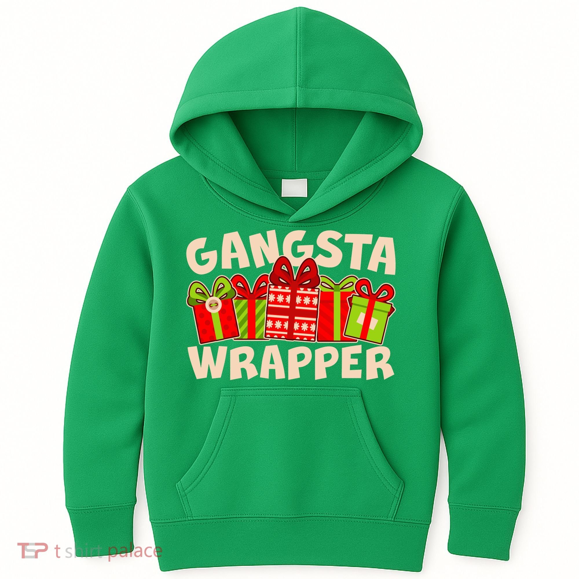 Funny Cute Christmas Gangsta Wrapper Kids Hoodie
