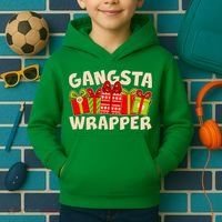 Funny Cute Christmas Gangsta Wrapper Kids Hoodie thumb 2