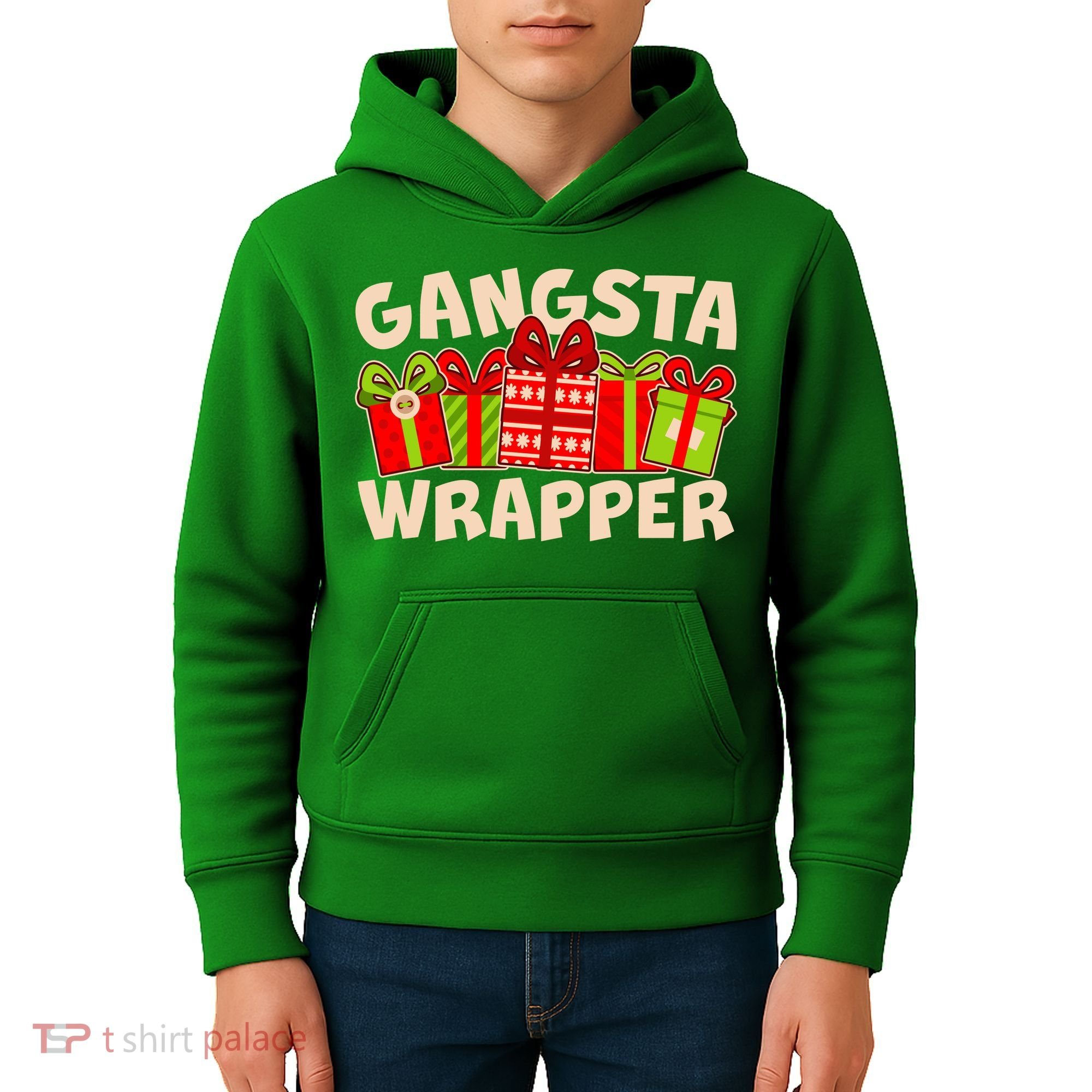Funny Cute Christmas Gangsta Wrapper Kids Hoodie