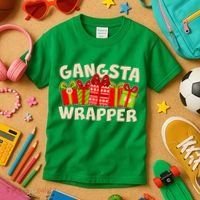 Funny Cute Christmas Gangsta Wrapper Kids T-Shirt thumb 3