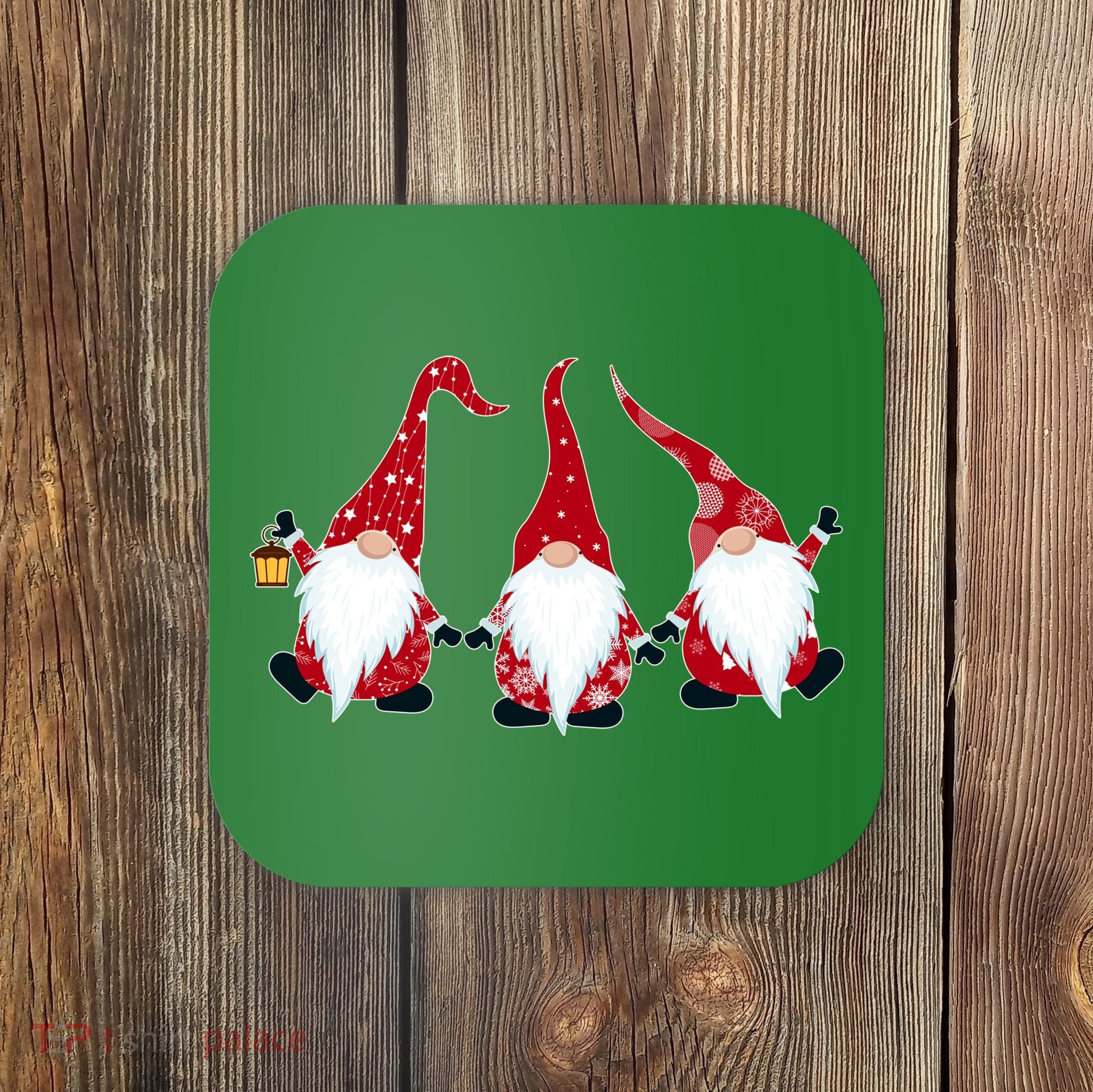 Funny Cute Christmas Gnomes Coaster
