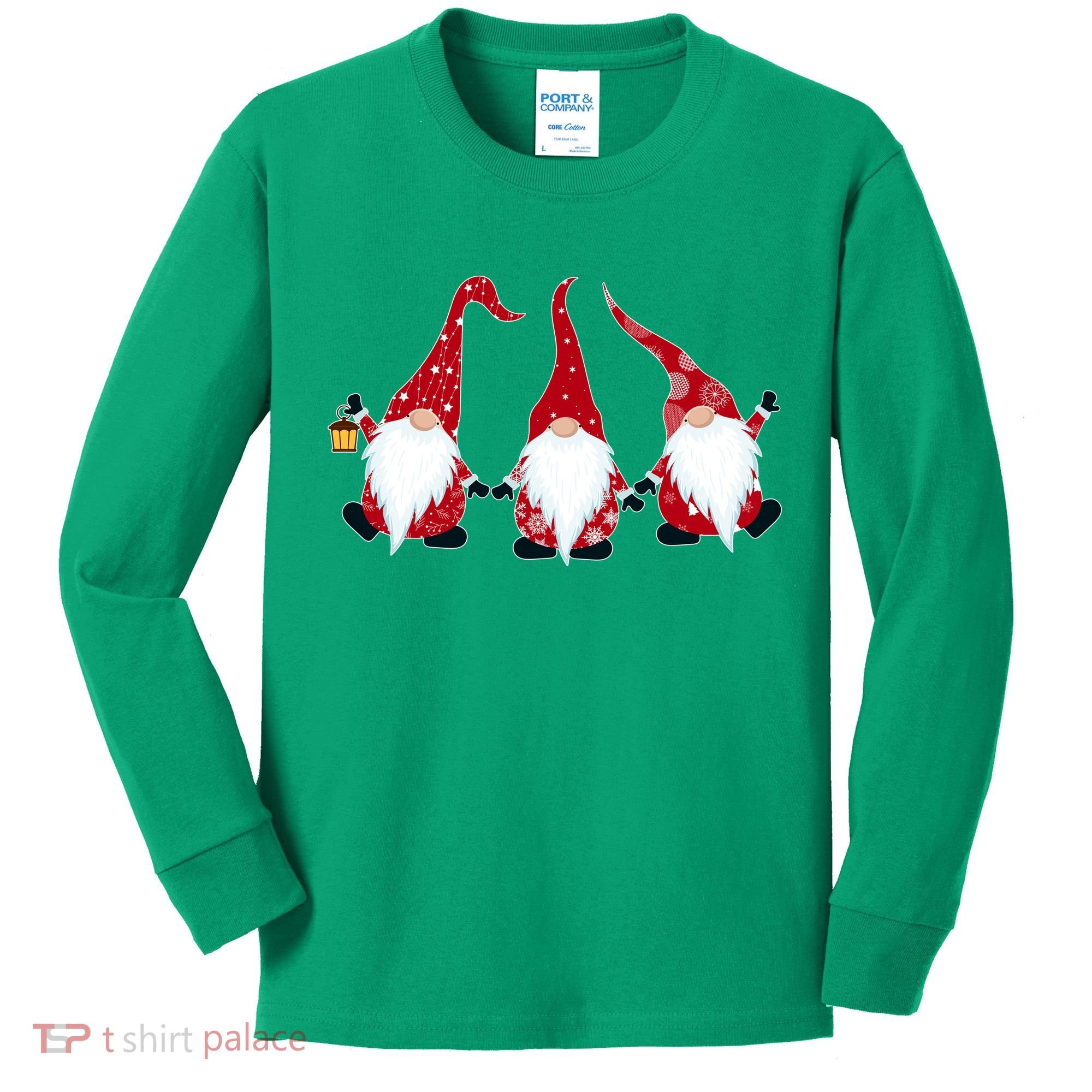 Funny Cute Christmas Gnomes Kids Long Sleeve Shirt