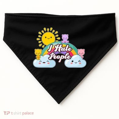 Funny Cute I Hate People  USA-Made Doggie Bandana