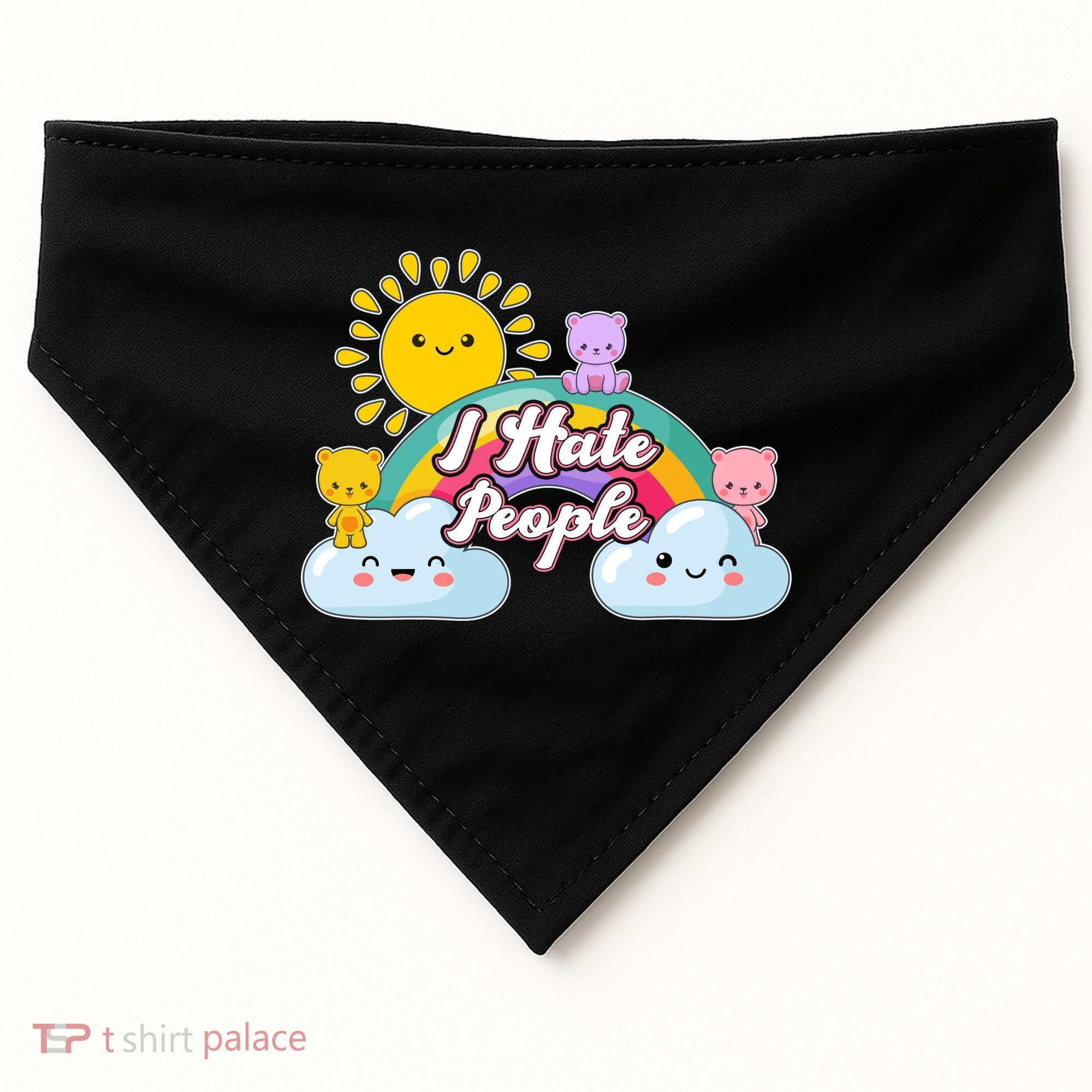Funny Cute I Hate People  USA-Made Doggie Bandana