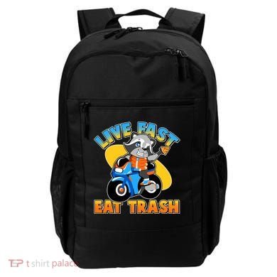 Funny Cute Live Fast Eat Trash Motorcycle Raccoon Backpack