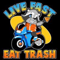 Funny Cute Live Fast Eat Trash Motorcycle Raccoon Coffee Mug thumb 5