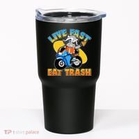 Funny Cute Live Fast Eat Trash Motorcycle Raccoon Tumbler thumb 0