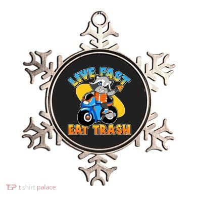 Funny Cute Live Fast Eat Trash Motorcycle Raccoon Ornament