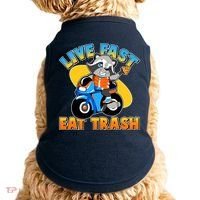 Funny Cute Live Fast Eat Trash Motorcycle Raccoon Doggie Tank thumb 0