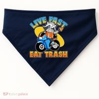 Funny Cute Live Fast Eat Trash Motorcycle Raccoon USA-Made Doggie Bandana thumb 0
