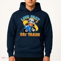 Funny Cute Live Fast Eat Trash Motorcycle Raccoon Hoodie thumb 2