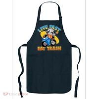 Funny Cute Live Fast Eat Trash Motorcycle Raccoon Apron thumb 0