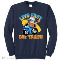 Funny Cute Live Fast Eat Trash Motorcycle Raccoon Sweatshirt thumb 0