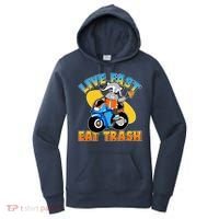 Funny Cute Live Fast Eat Trash Motorcycle Raccoon Women's Hoodie thumb 0