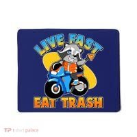 Funny Cute Live Fast Eat Trash Motorcycle Raccoon Mousepad thumb 0