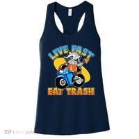 Funny Cute Live Fast Eat Trash Motorcycle Raccoon Women's Tank Top thumb 0