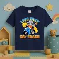 Funny Cute Live Fast Eat Trash Motorcycle Raccoon Toddler T-Shirt thumb 3