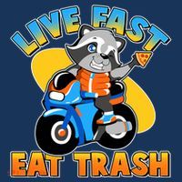 Funny Cute Live Fast Eat Trash Motorcycle Raccoon Women's T-Shirt thumb 6
