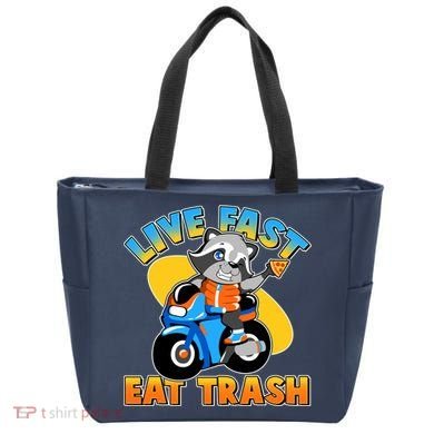 Funny Cute Live Fast Eat Trash Motorcycle Raccoon Tote Bag