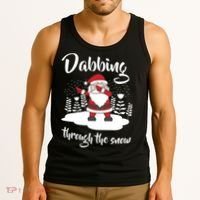 Funny Dabbing Around The Christmas Tree Santa Tank Top thumb 3